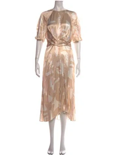 Pre-owned Reiss Printed Midi Length Dress In Neutrals