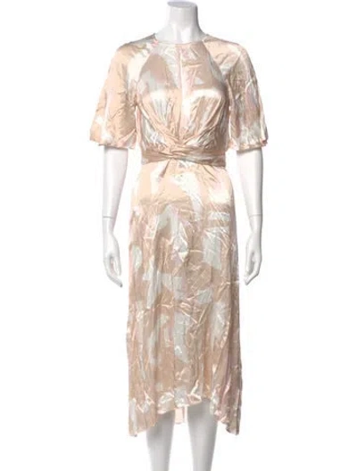Pre-owned Reiss Printed Midi Length Dress W/ Tags In Neutral