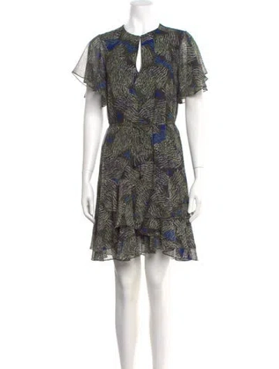 Pre-owned Reiss Printed Mini Dress In Black