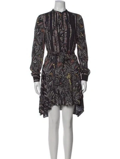 Pre-owned Reiss Printed Mini Dress In Black
