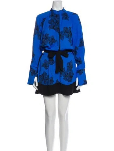 Pre-owned Reiss Printed Mini Dress In Blue