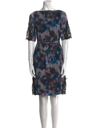 Pre-owned Reiss Printed Mini Dress In Blue