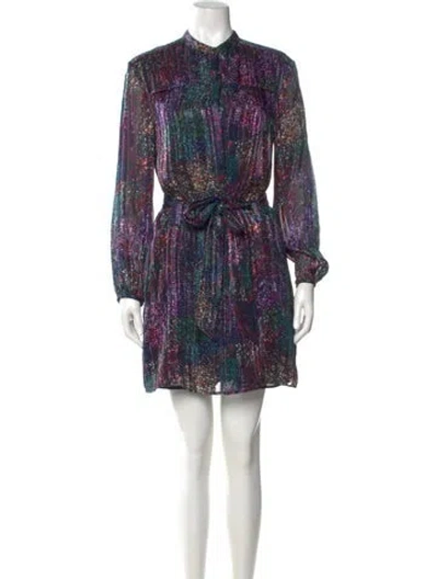 Pre-owned Reiss Printed Mini Dress In Blue