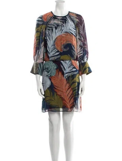Pre-owned Reiss Printed Mini Dress In Blue