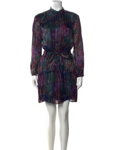 Pre-owned Reiss Printed Mini Dress In Blue