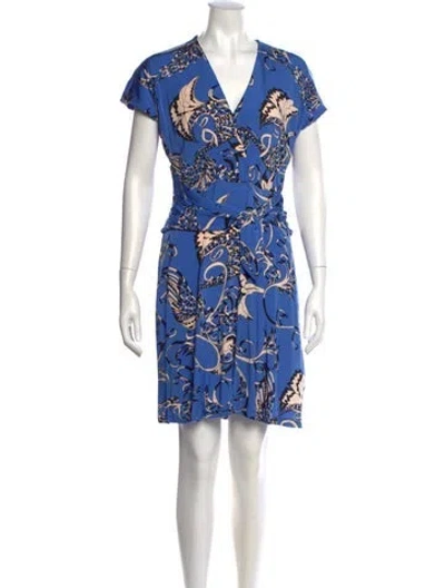 Pre-owned Reiss Printed Mini Dress In Blue