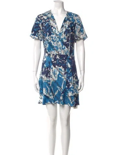 Pre-owned Reiss Printed Mini Dress In Blue