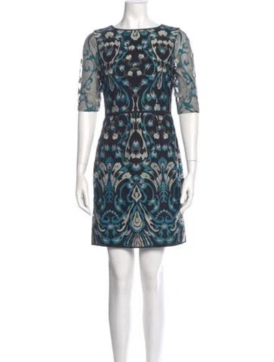 Pre-owned Reiss Printed Mini Dress In Blue