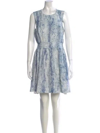 Pre-owned Reiss Printed Mini Dress In Blue