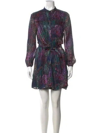 Pre-owned Reiss Printed Mini Dress In Blue
