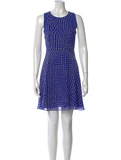 Pre-owned Reiss Printed Mini Dress In Blue