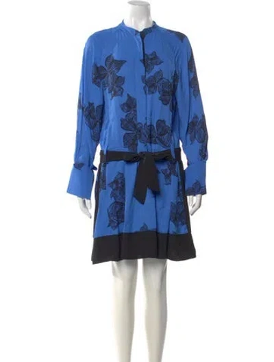 Pre-owned Reiss Printed Mini Dress In Blue