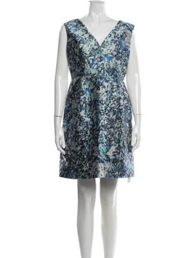 Pre-owned Reiss Printed Mini Dress In Blue