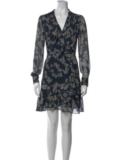 Pre-owned Reiss Printed Mini Dress In Blue