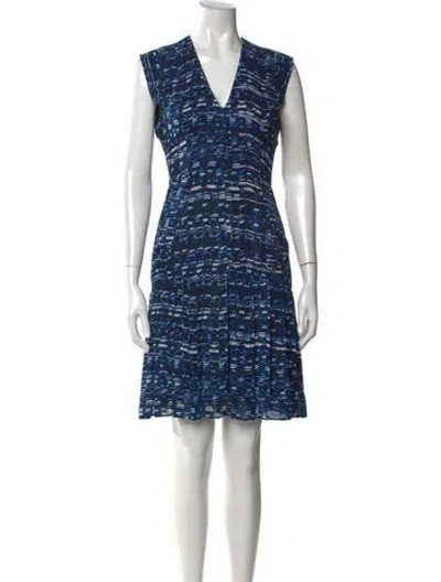 Pre-owned Reiss Printed Mini Dress In Blue