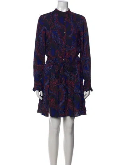 Pre-owned Reiss Printed Mini Dress In Blue