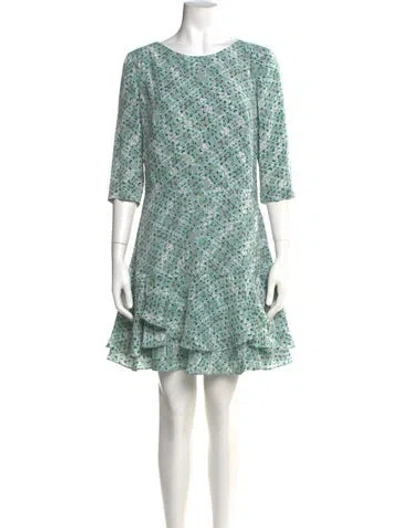 Pre-owned Reiss Printed Mini Dress In Green