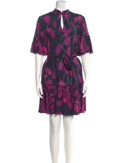Pre-owned Reiss Printed Mini Dress In Purple