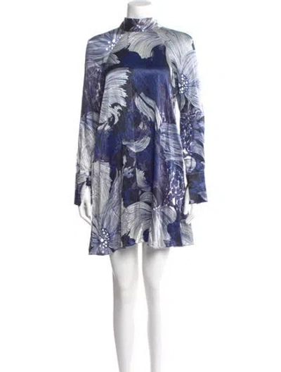 Pre-owned Reiss Printed Mini Dress W/ Tags In Blue