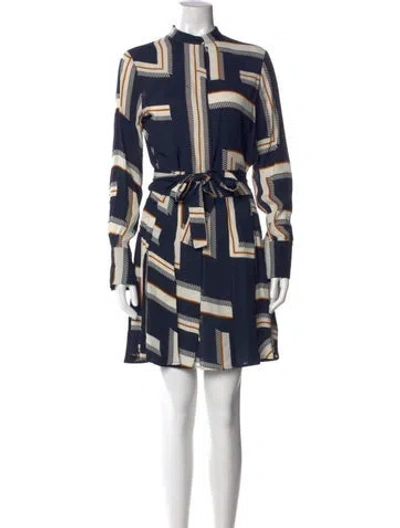 Pre-owned Reiss Printed Mini Dress W/ Tags In Blue