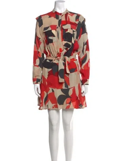 Pre-owned Reiss Printed Mini Dress W/ Tags In Red