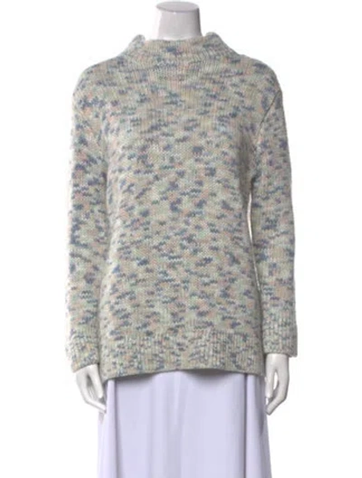 Pre-owned Reiss Printed Mock Neck Sweater In Blue