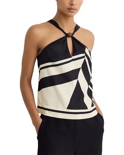 Reiss Printed Scarf Tie Top In Multi