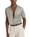Reiss Mens Laurent Floral-embroidered Stretch-knit Shirt Soft Sage In Gray