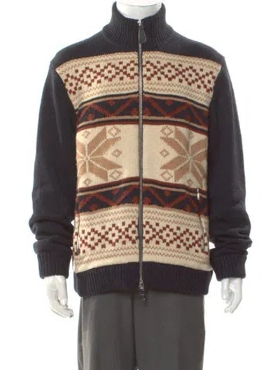 Pre-owned Reiss Printed Turtleneck Cardigan W/ Tags In Multi