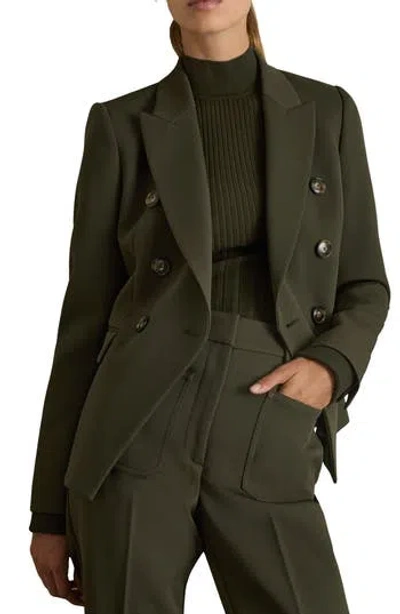 Reiss Priya Double Breasted Blazer In Green