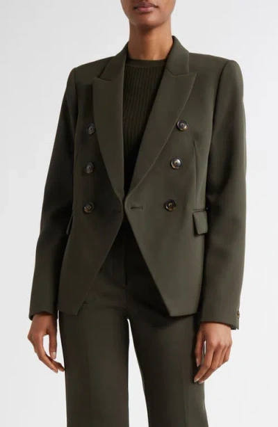 Reiss Green Twill Double-breasted Blazer