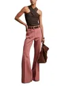 Reiss Womens Abbey Flared-leg High-rise Stretch-woven Trousers Tan In Pink