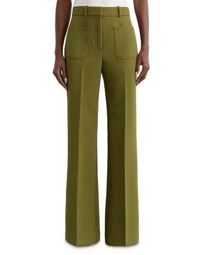 Reiss Priya Patch Pocket Wide Leg Pants In Green