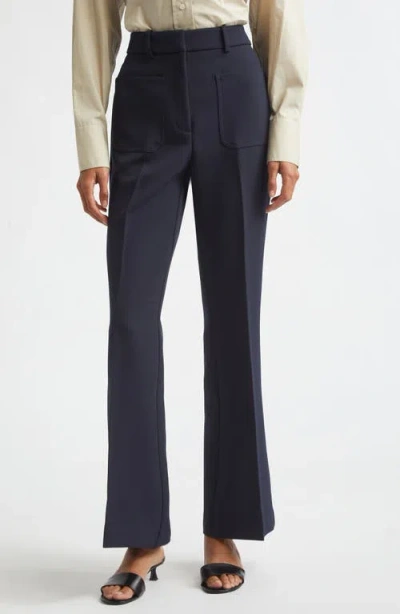 Reiss Priya High Waist Flare Leg Pants In Blue