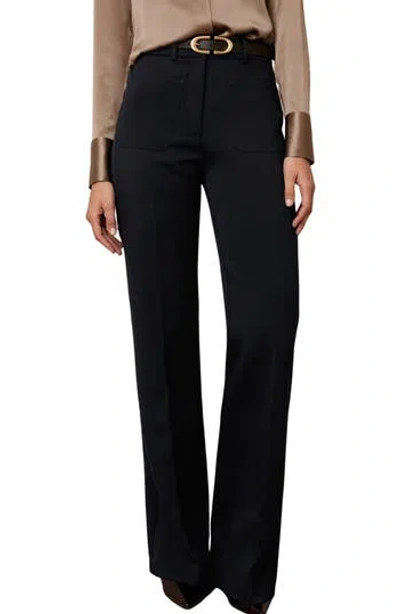 Reiss Priya High Waist Flare Leg Pants In Brown