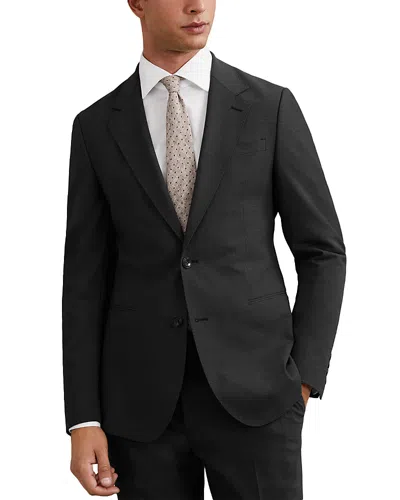 Reiss Promise Single Breasted Two Button Notch Plain Weave Suit Jacket In Black