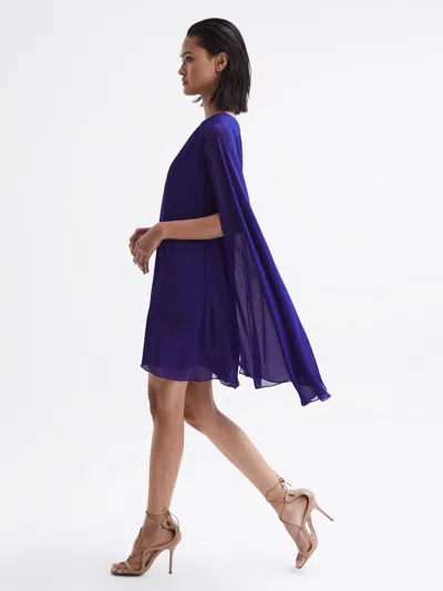 Reiss Purple Sheer Cape Sleeve Mini Dress