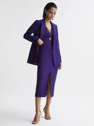 REISS PURPLE SLIM FIT SINGLE BREASTED 100% WOOL BLAZER