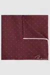 Reiss Mens Burgundy Liam Polka-dot Logo-print Silk Pocket Square