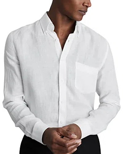 Reiss Queens Long Sleeve Button Down Linen Shirt In White