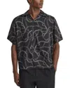 Reiss Quest Printed Short Sleeve Button Front Camp Shirt In Black