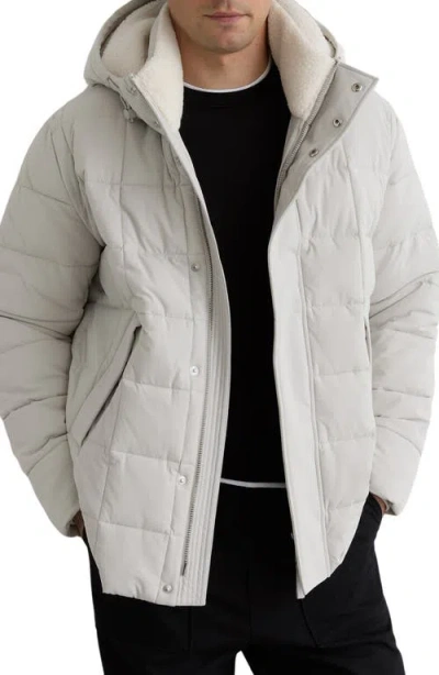 REISS REISS QUILTED JACKET WITH FAUX SHEARLING LINED HOOD
