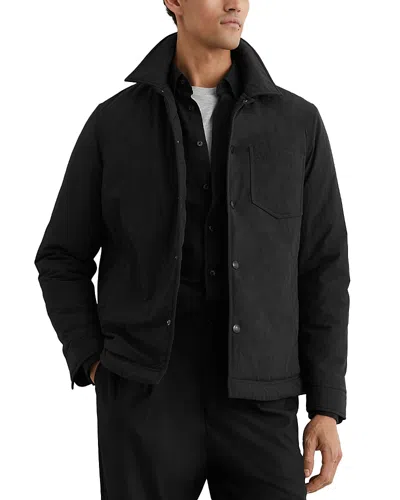 Reiss Quilted Overcoat In Black