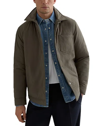 Reiss Quilted Overcoat In Brown