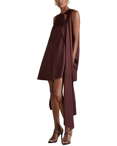 Reiss Burgundy Atelier Satin Draped-sash Mini Dress
