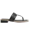 Reiss Black Leather Strap Thong Sandals