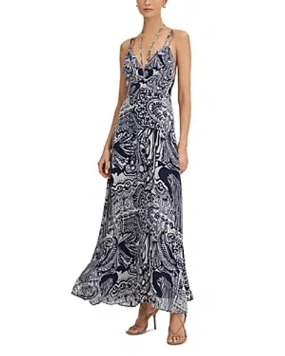 Reiss Quinn - Navy Printed Strappy Resort Midi Dress, Us 6