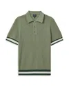 Reiss Quinn Striped Trim Polo Shirt In Sage Green