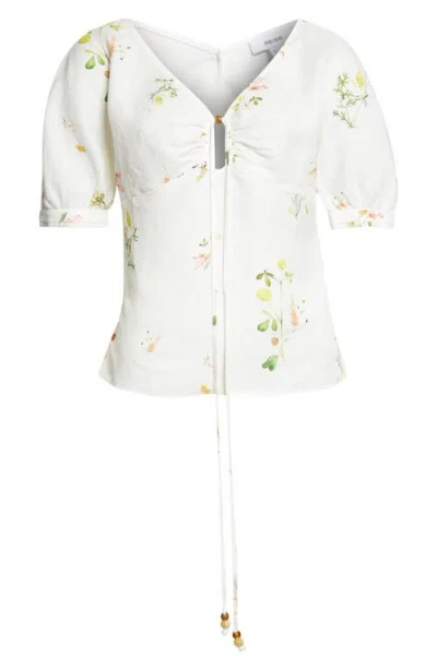 Reiss Quinny Floral Linen Blend Top In Multi