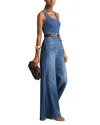Reiss Racer Detailed Denim Jumpsuit In Indigo